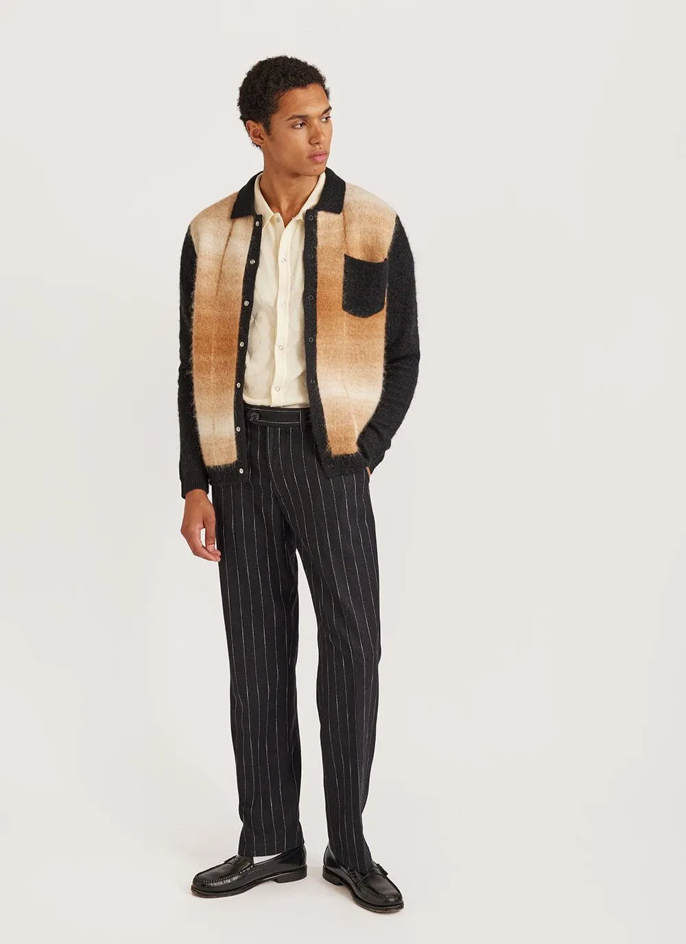 Checker Gradient Bobcat Cardigan | Mohair | Tan sold by Percival product image thumbnail 2