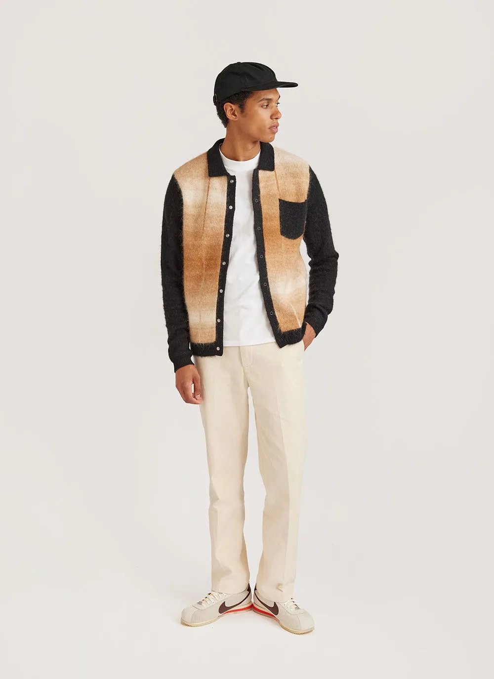 Checker Gradient Bobcat Cardigan | Mohair | Tan sold by Percival product image thumbnail 4