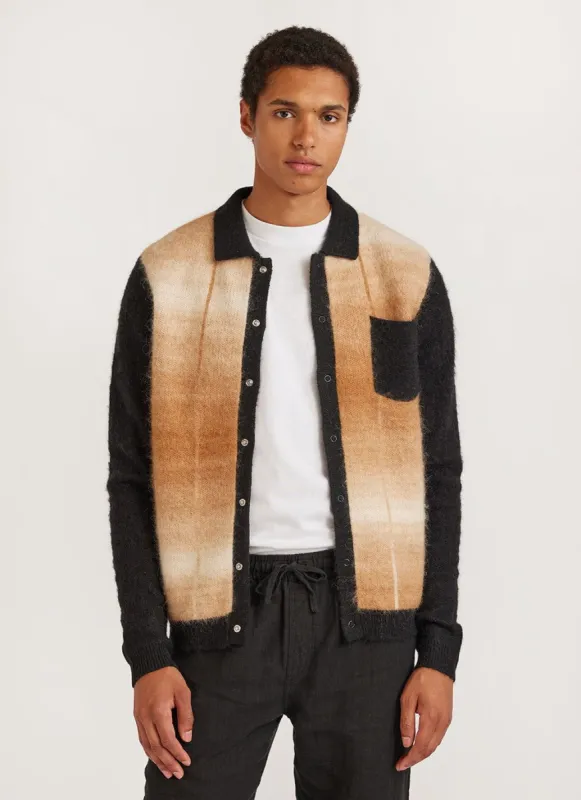 Checker Gradient Bobcat Cardigan | Mohair | Tan sold by Percival