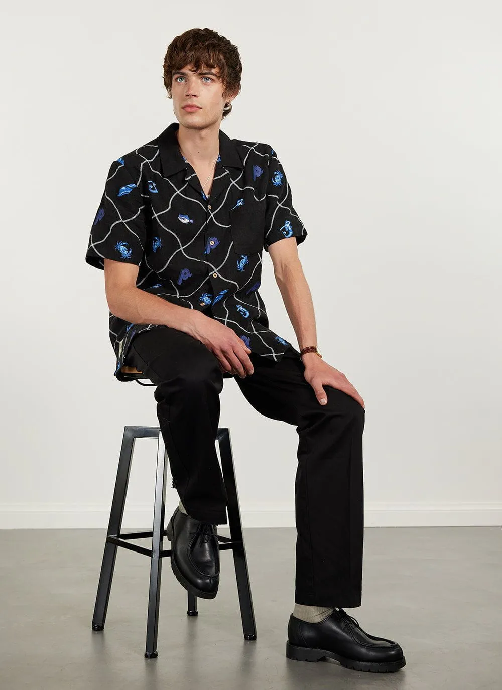 Netted Crab Tapestry Cuban Shirt | Linen | Black sold by Percival product image thumbnail 4