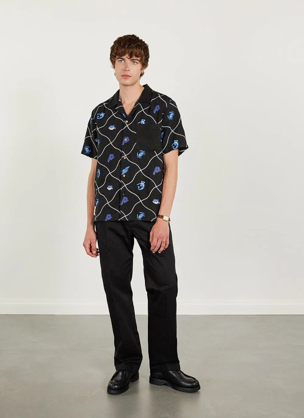 Netted Crab Tapestry Cuban Shirt | Linen | Black sold by Percival product image thumbnail 2