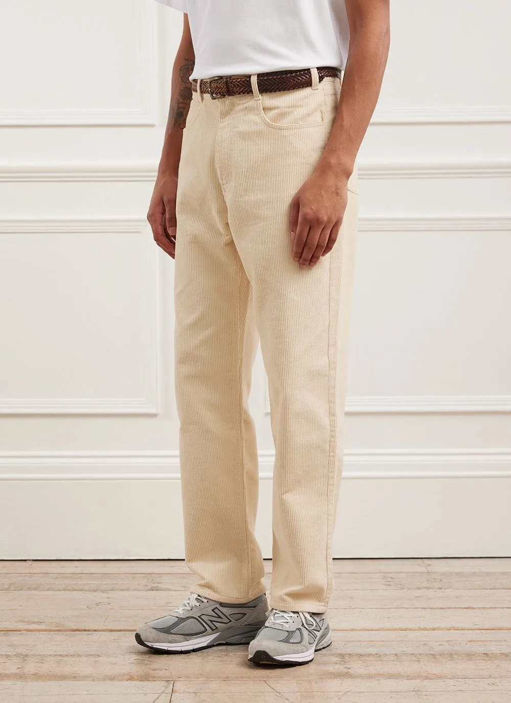5 Pocket Straight Leg Trousers | Cord | Ecru sold by Percival product image thumbnail 3