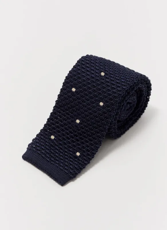 Polka Dot Silk Tie | Navy sold by Percival