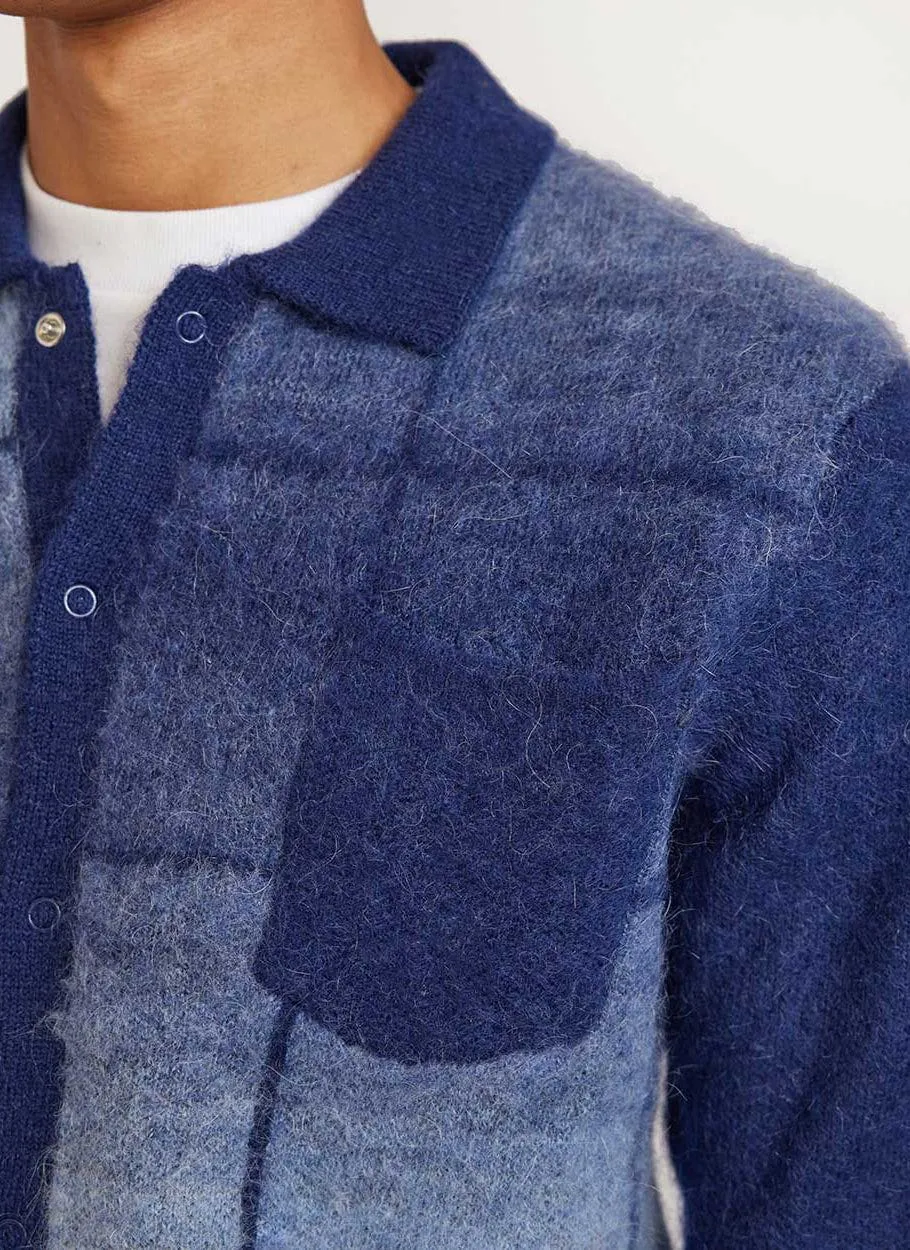 Checker Gradient Bobcat Cardigan | Mohair | Navy sold by Percival product image thumbnail 3