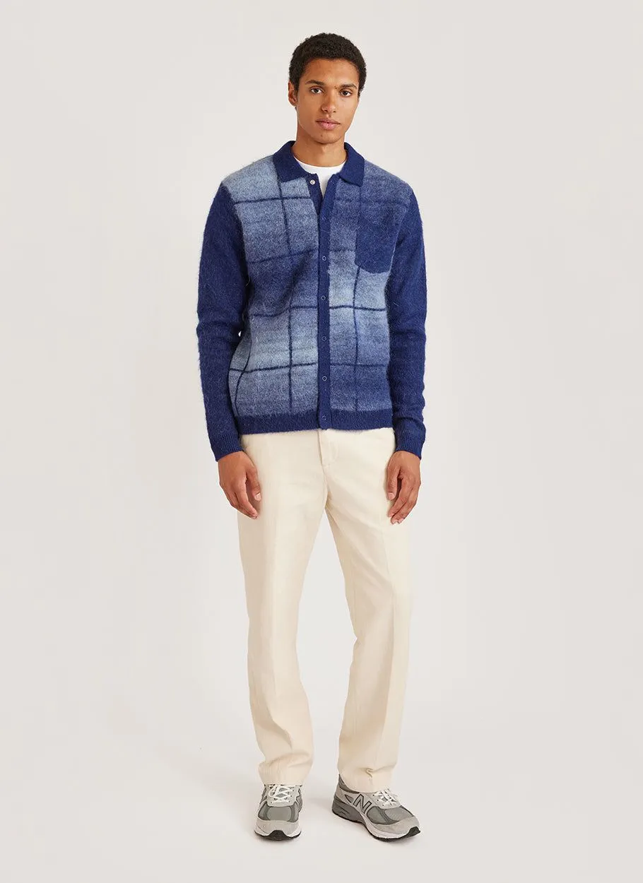 Checker Gradient Bobcat Cardigan | Mohair | Navy sold by Percival product image thumbnail 4