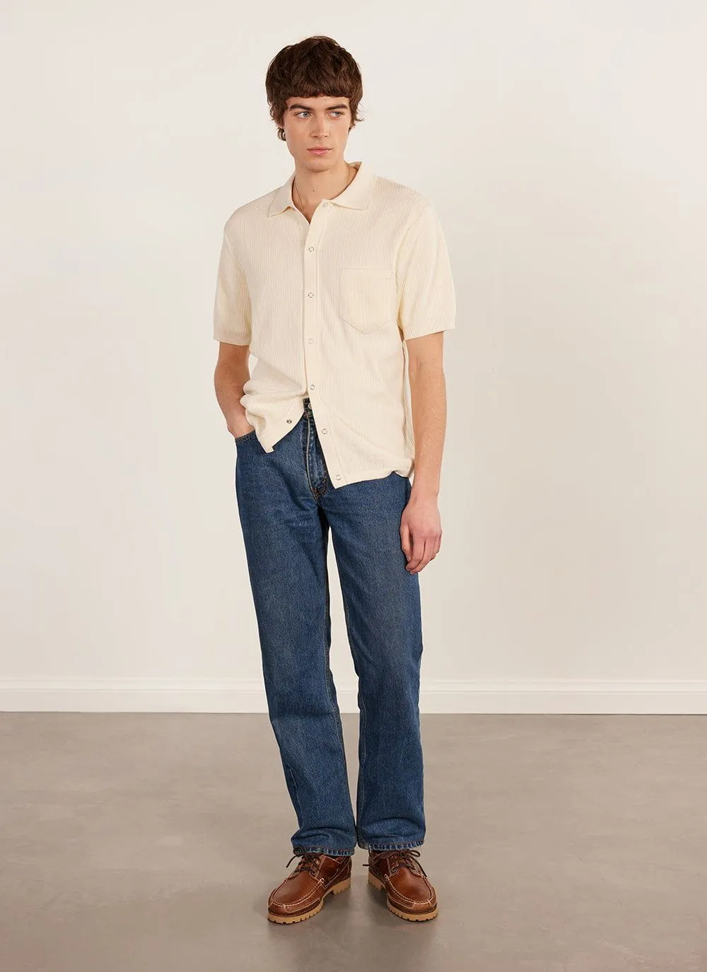 Pablo Cuban Shirt | Knitted Cotton | Cream sold by Percival product image thumbnail 3