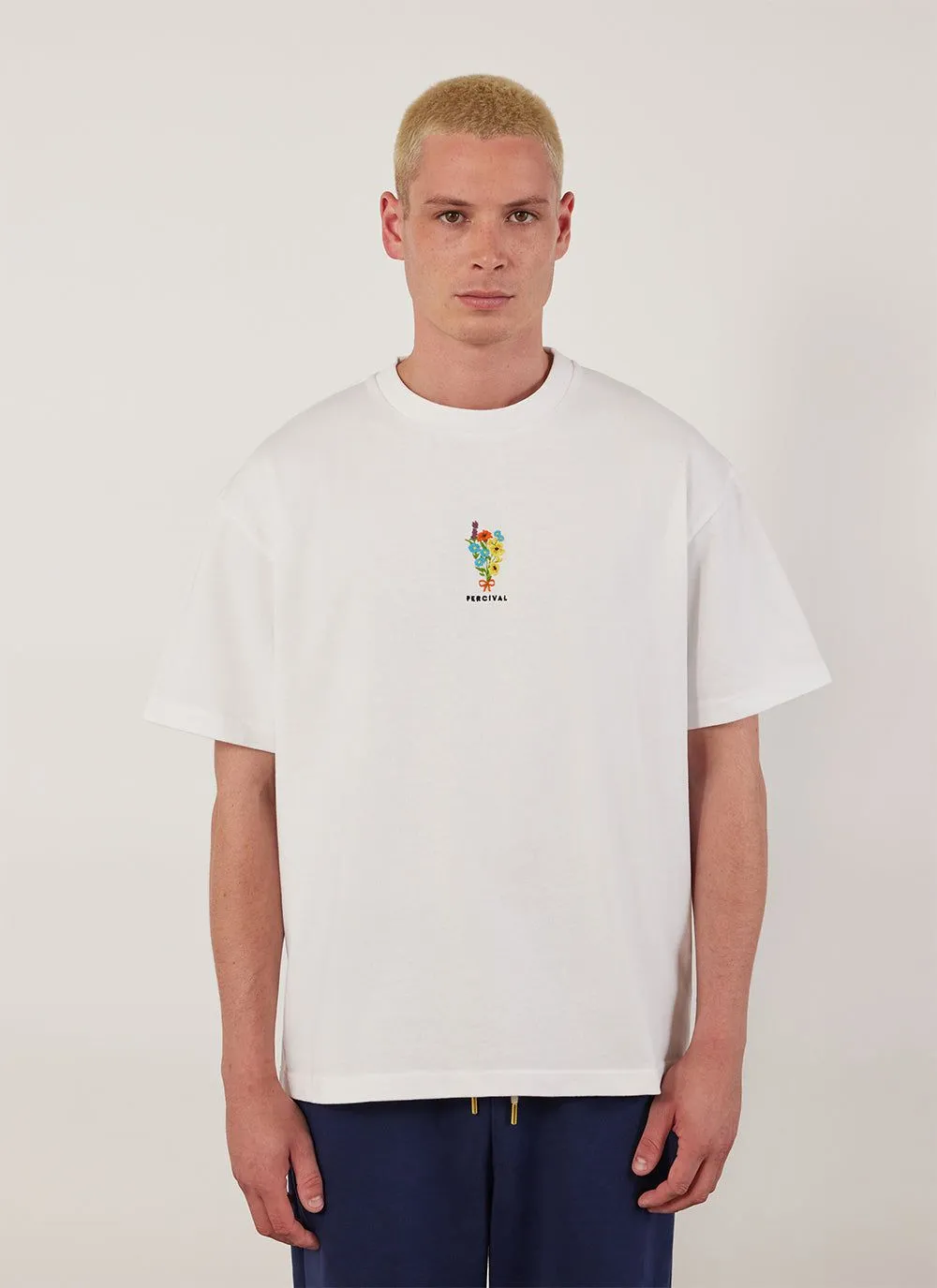 Bouquet Oversized Auxiliary T Shirt | Embroidered Organic Cotton | White sold by Percival product image thumbnail 2