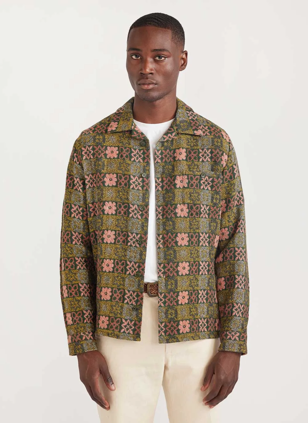 Ashdown Wildflower Shirt | Wool | Green Multi sold by Percival
