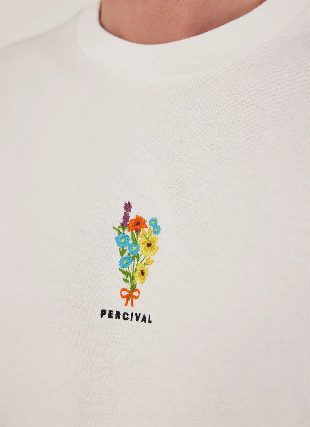 Bouquet Oversized Auxiliary T Shirt | Embroidered Organic Cotton | White sold by Percival