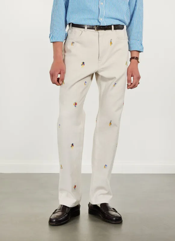 Heras Lures 5 Pocket Trousers | Cotton | Ecru sold by Percival