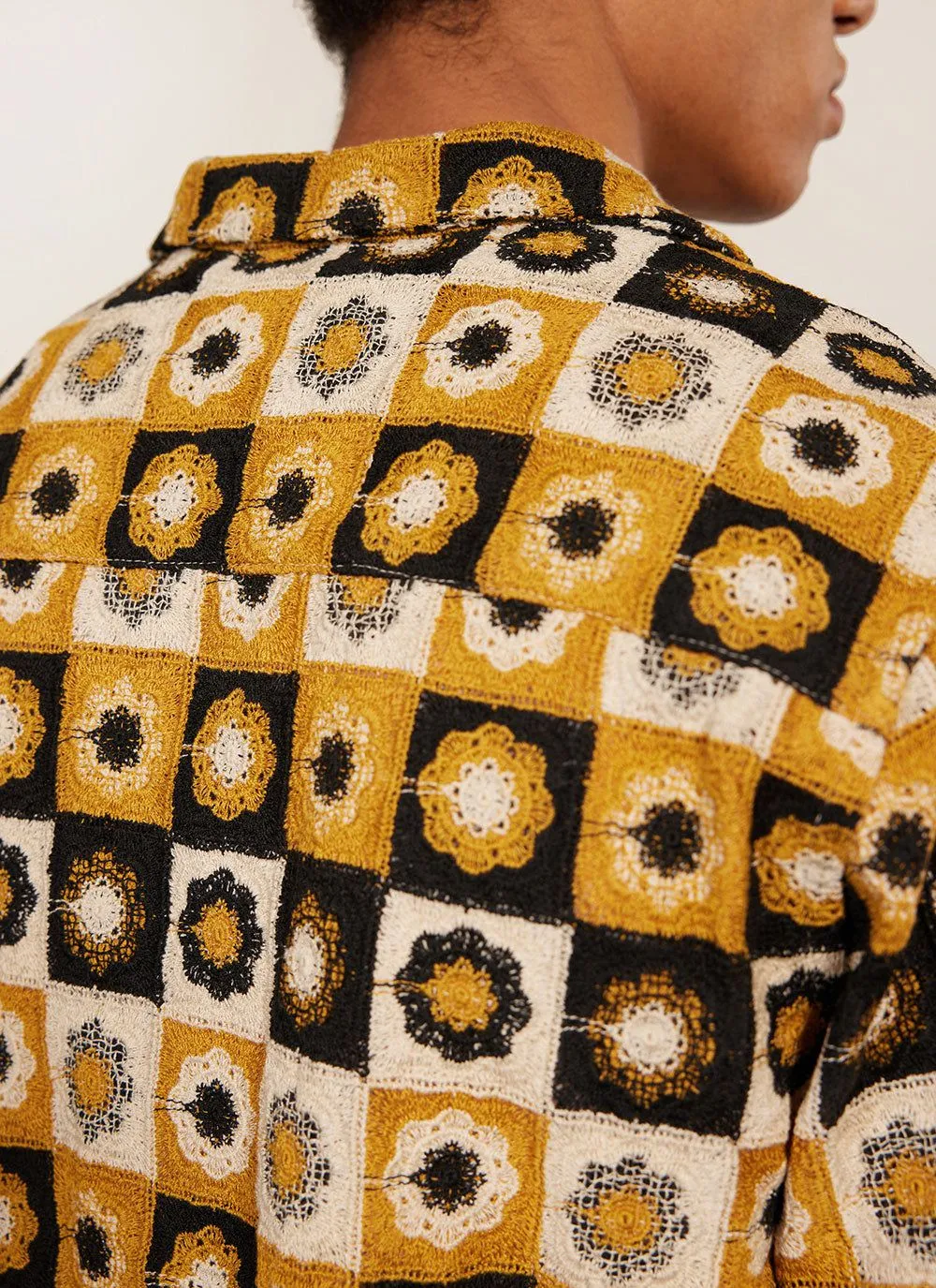 Sour Patch Crochet Cuban Shirt | Tan with Black sold by Percival product image thumbnail 4