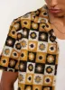 Sour Patch Crochet Cuban Shirt | Tan with Black sold by Percival