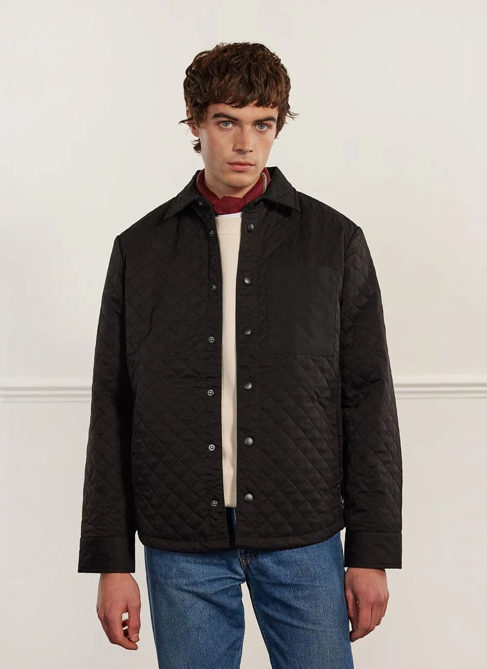 Auxiliary Quilted Shirt | Black sold by Percival