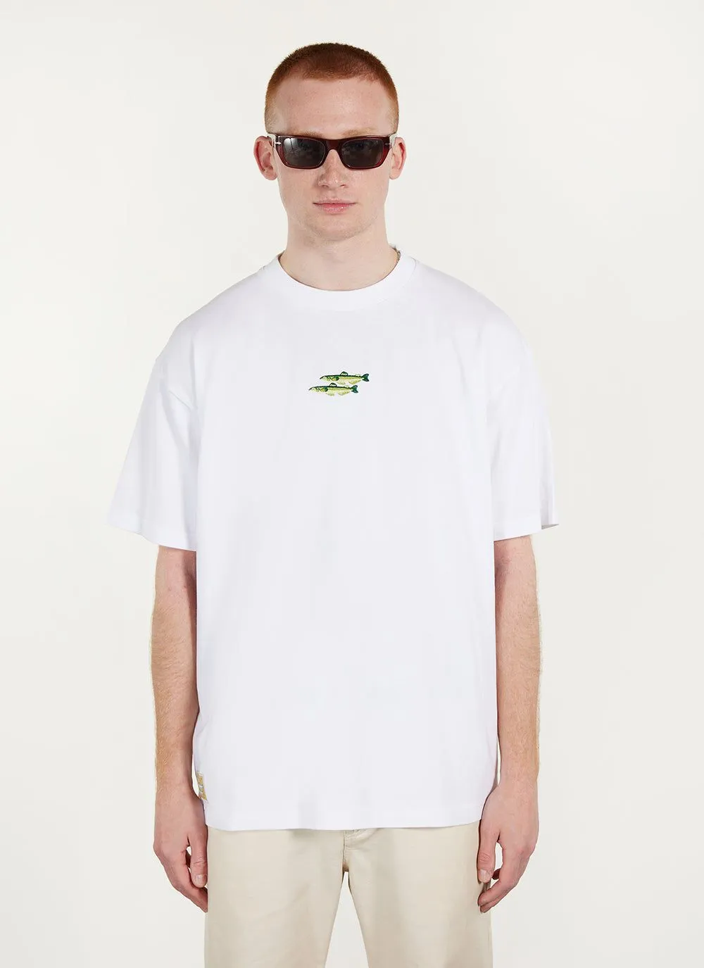 Fish Oversized T Shirt | Embroidered Organic Cotton | White sold by Percival product image thumbnail 4