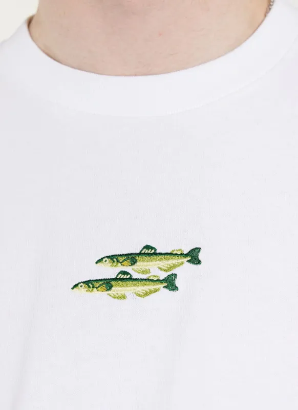 Fish Oversized T Shirt | Embroidered Organic Cotton | White sold by Percival