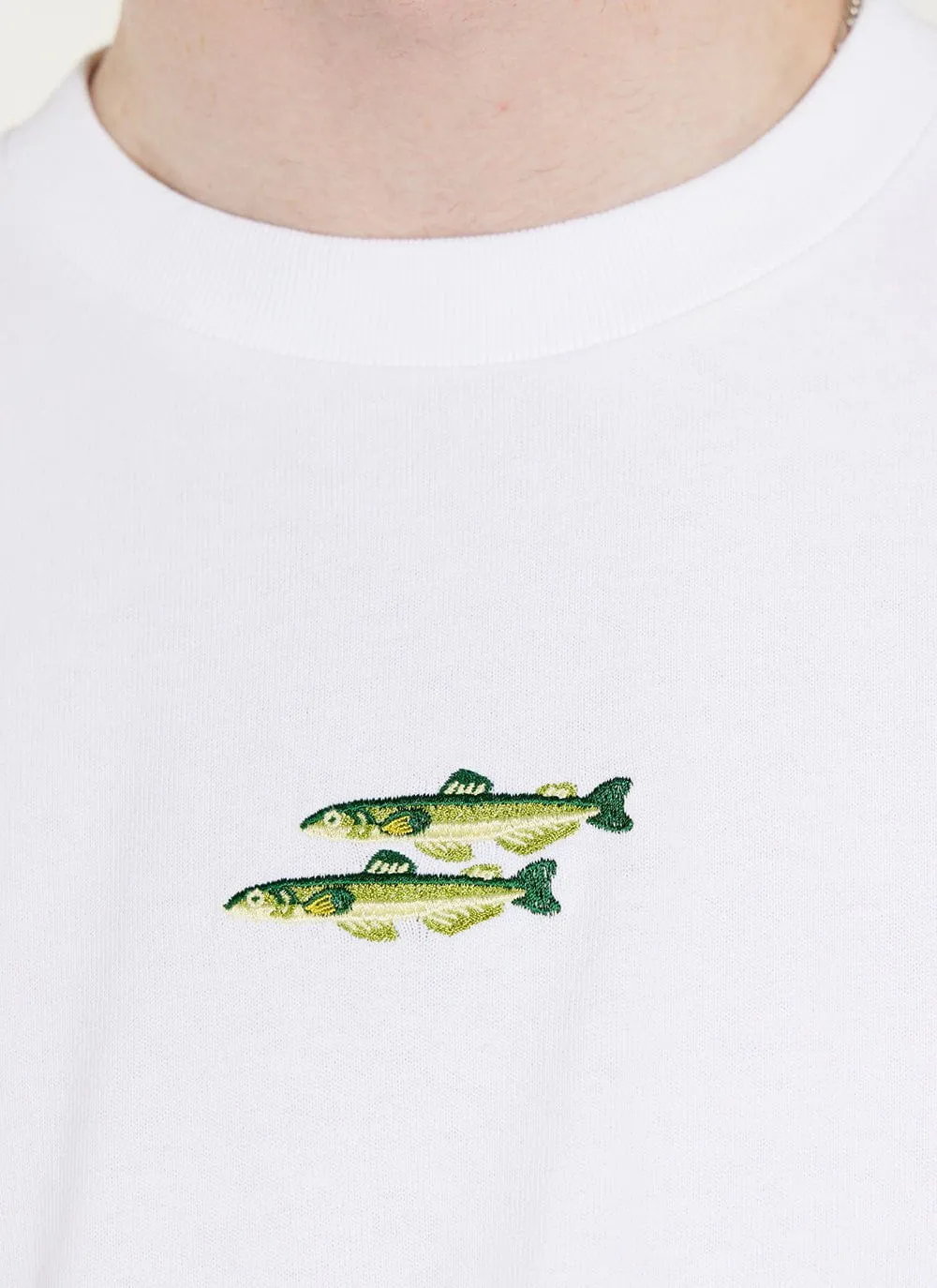 Fish Oversized T Shirt | Embroidered Organic Cotton | White sold by Percival