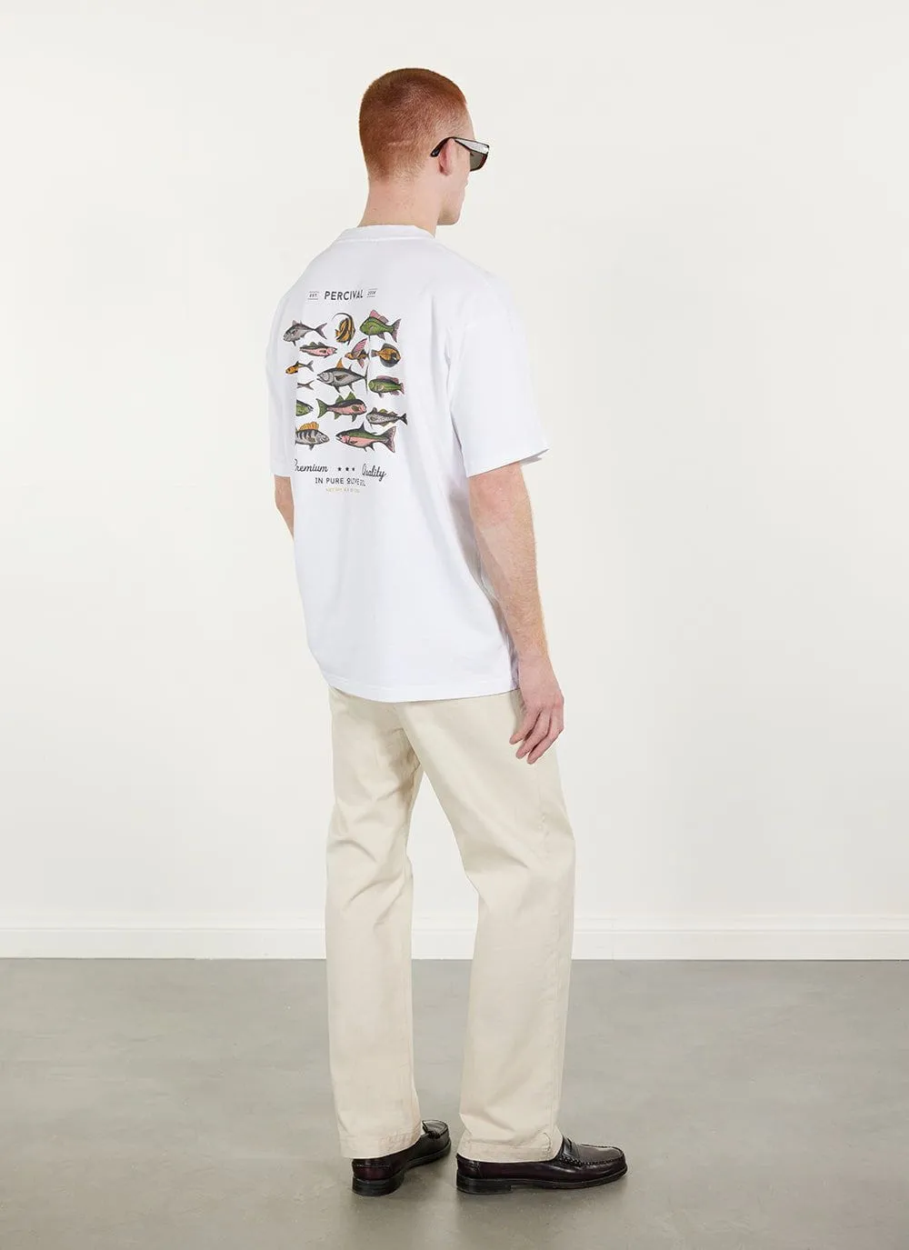 Fish Oversized T Shirt | Embroidered Organic Cotton | White sold by Percival product image thumbnail 2