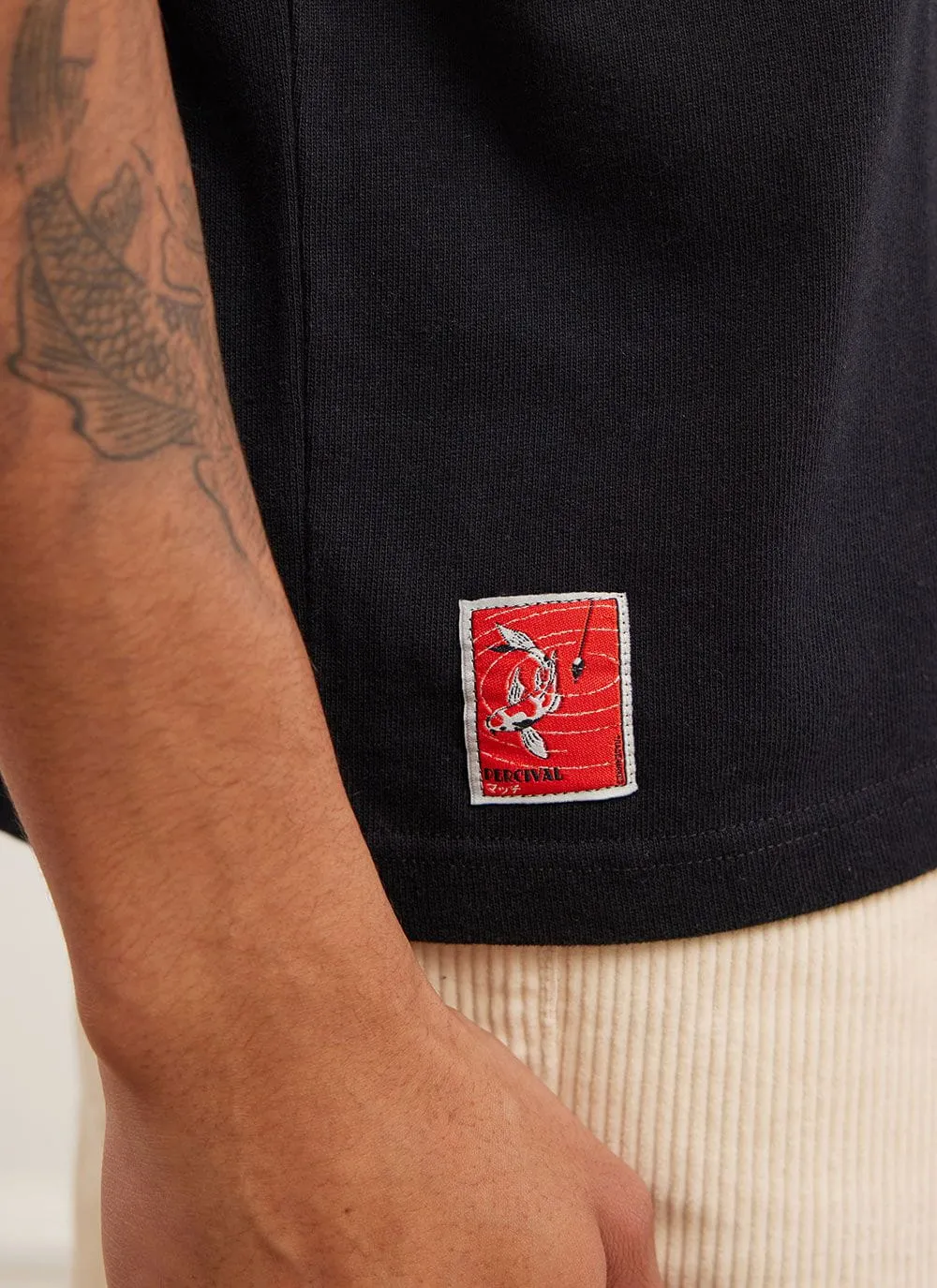 Koi Pond Oversized T Shirt | Embroidered Organic Cotton | Black sold by Percival product image thumbnail 4