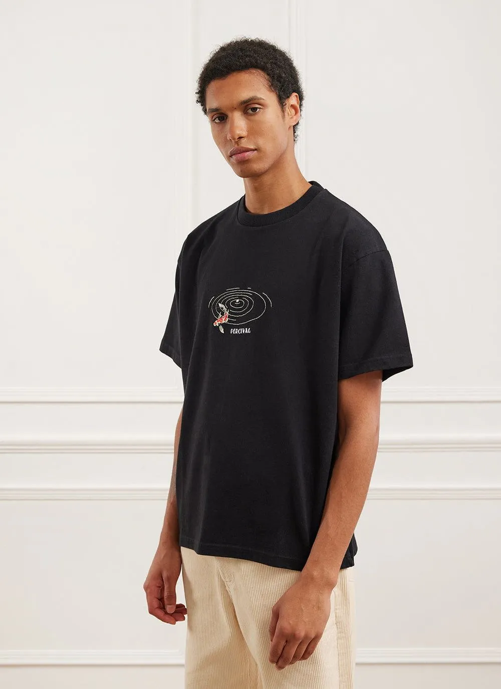 Koi Pond Oversized T Shirt | Embroidered Organic Cotton | Black sold by Percival product image thumbnail 3
