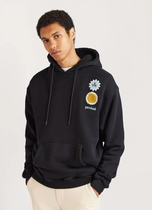 Lunar Omen Hoodie | Embroidered Organic Cotton | Black sold by Percival