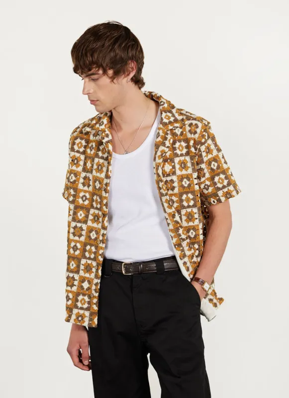 Crochet Poplin Shirt | Sand sold by Percival