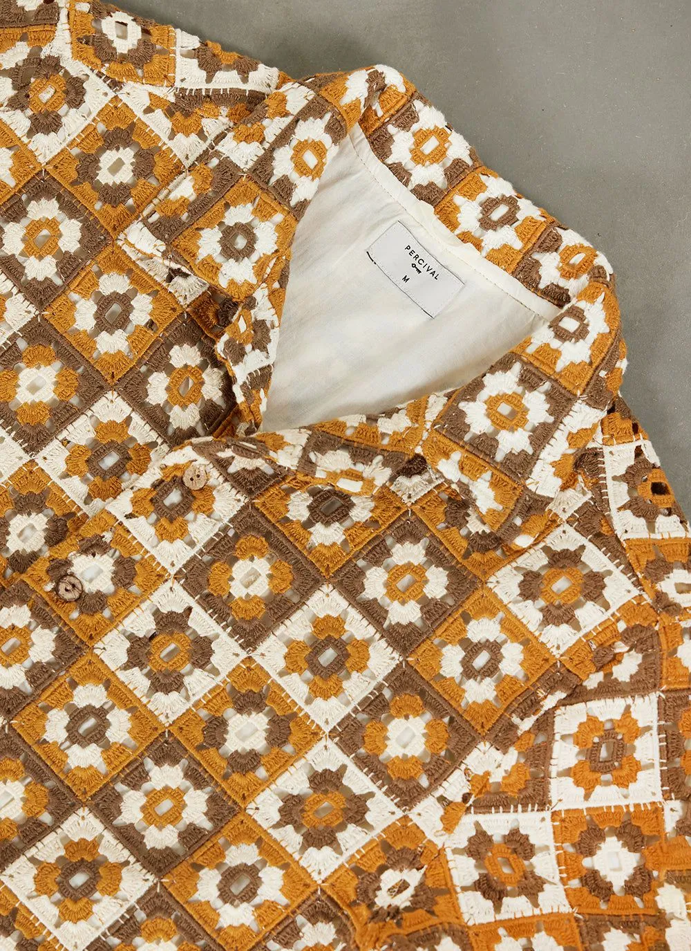 Crochet Poplin Shirt | Sand sold by Percival product image thumbnail 3