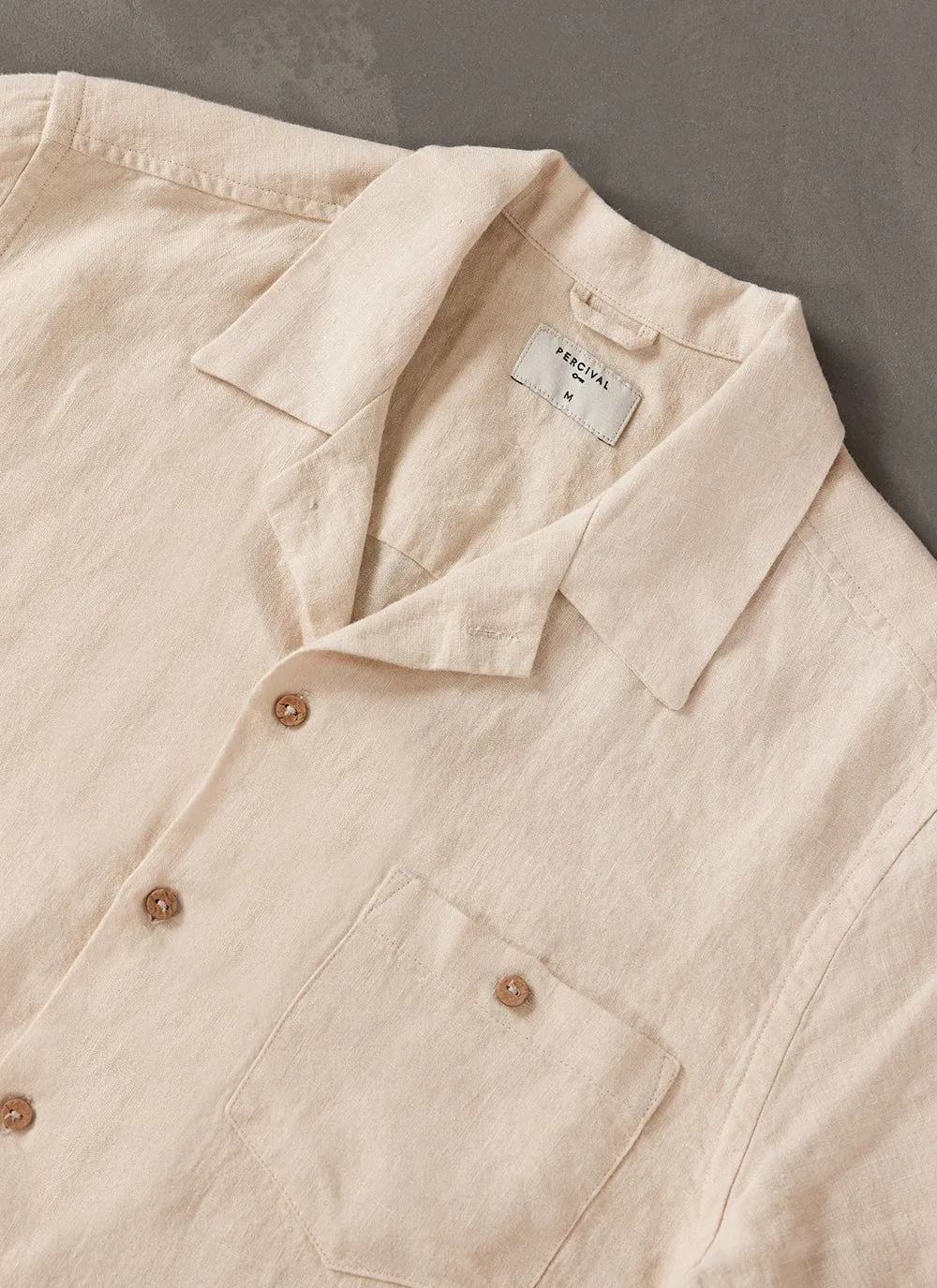 Long Sleeve Cuban Linen Shirt | Cream sold by Percival product image thumbnail 2