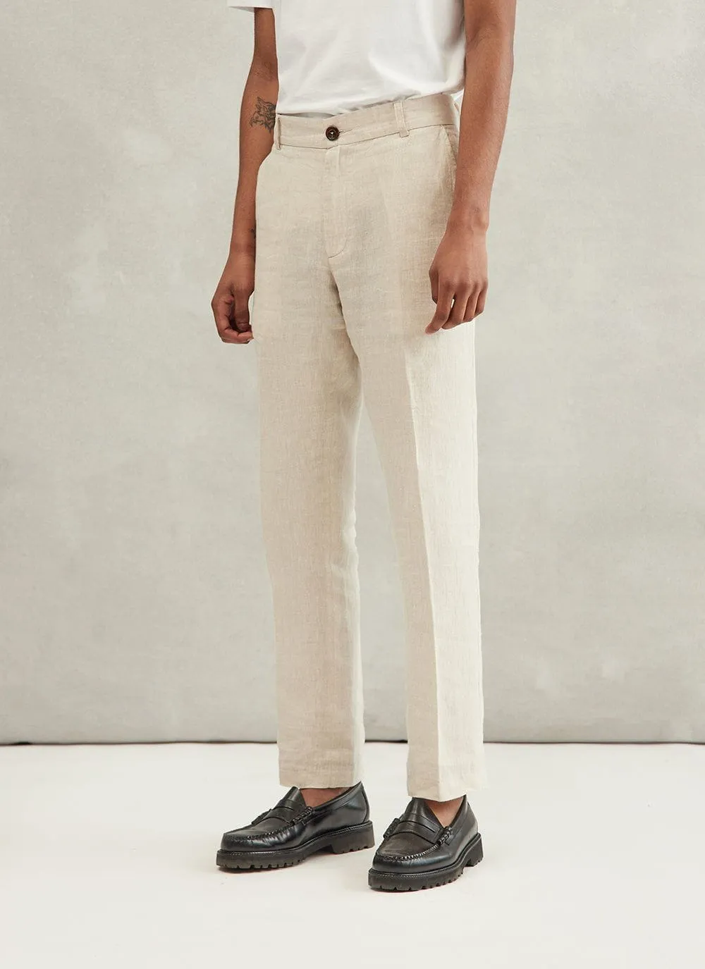 Linen Dress Trousers | Natural sold by Percival