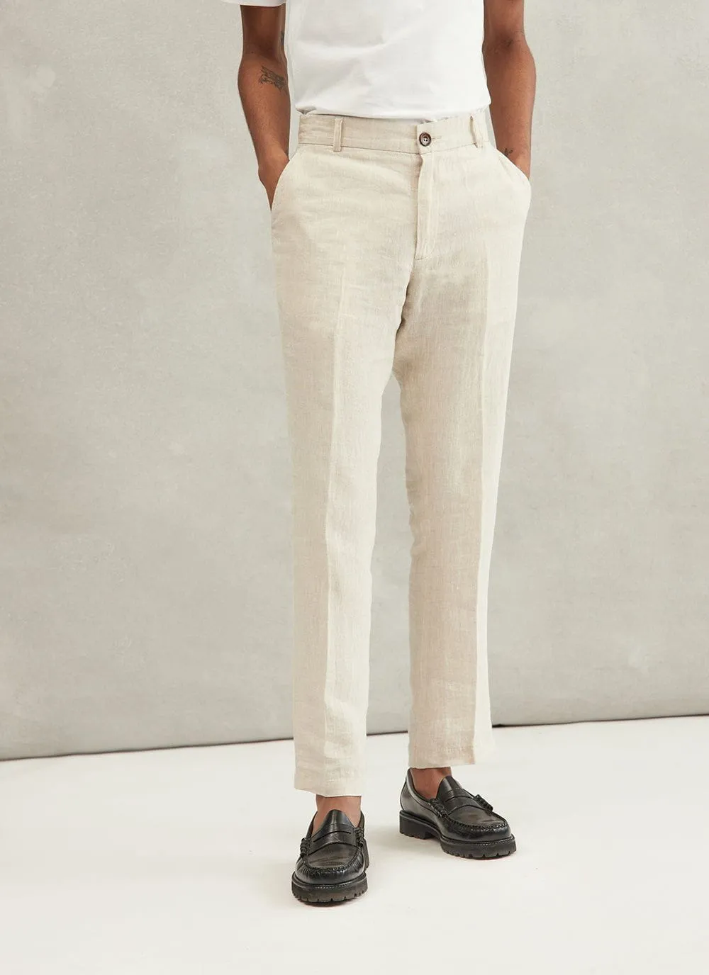 Linen Dress Trousers | Natural sold by Percival product image thumbnail 3