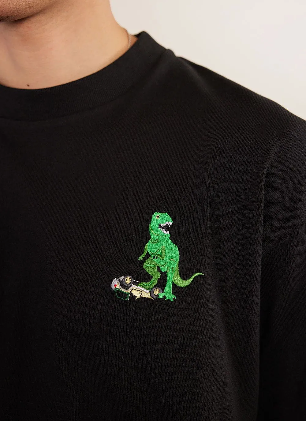 Large Theropod Oversized Auxiliary T Shirt | Embroidered Organic Cotton | Black sold by Percival product image thumbnail 2