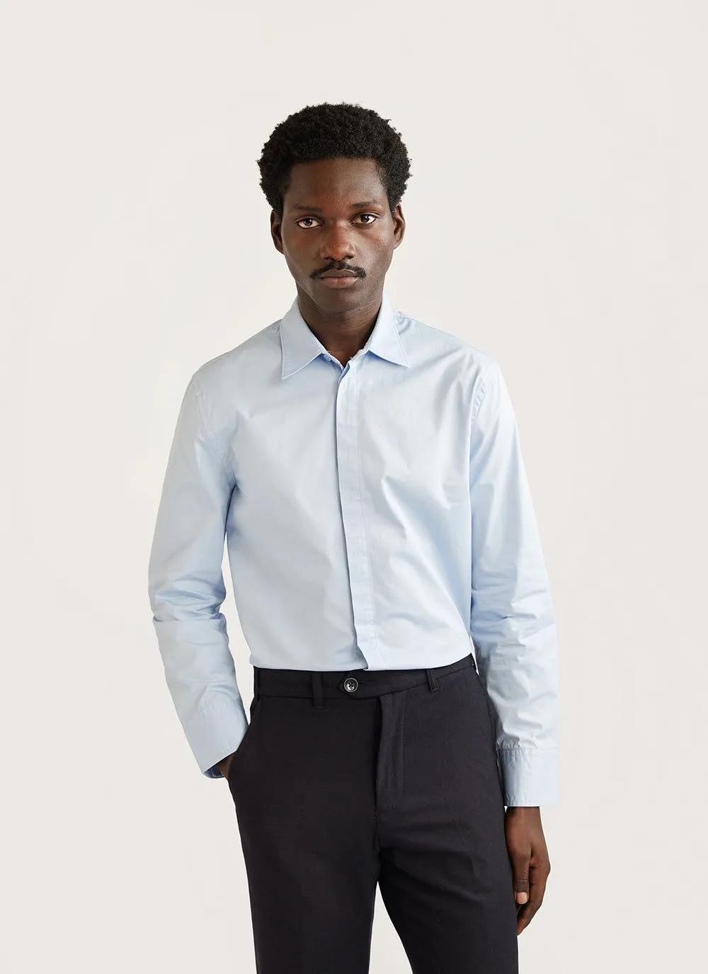 Formal Shirt | Cotton Poplin | Blue sold by Percival