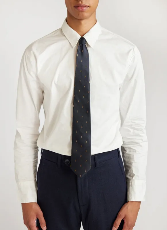 Key Jacquard Tie | Silk | Navy sold by Percival
