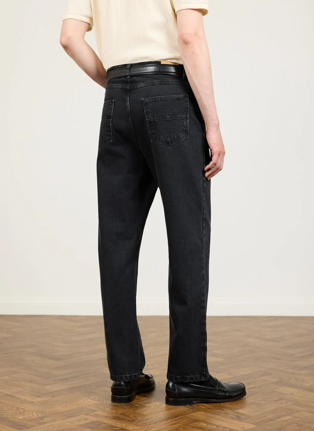 Straight Leg Denim Jeans | Cotton | Black sold by Percival product image thumbnail 5