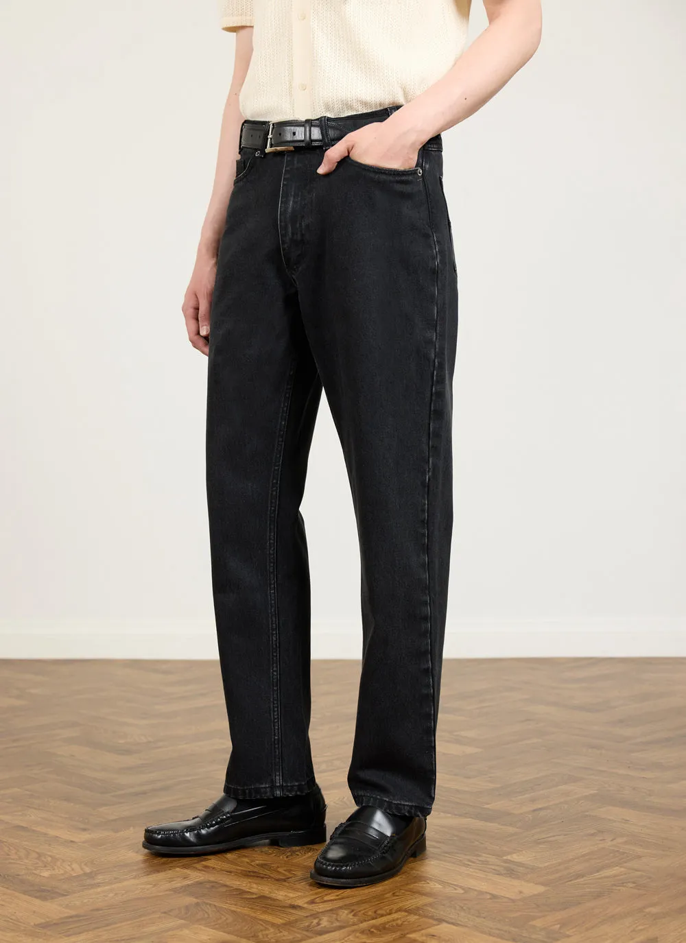Straight Leg Denim Jeans | Cotton | Black sold by Percival product image thumbnail 4