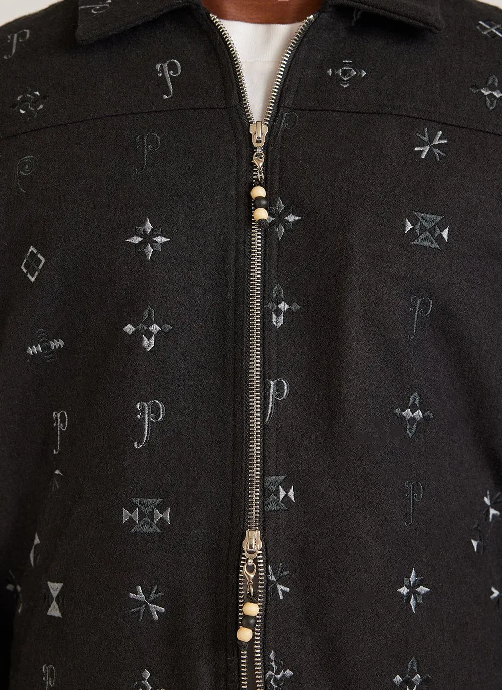 Drop Cap Jacket | Embroidered Wool | Black sold by Percival product image thumbnail 3