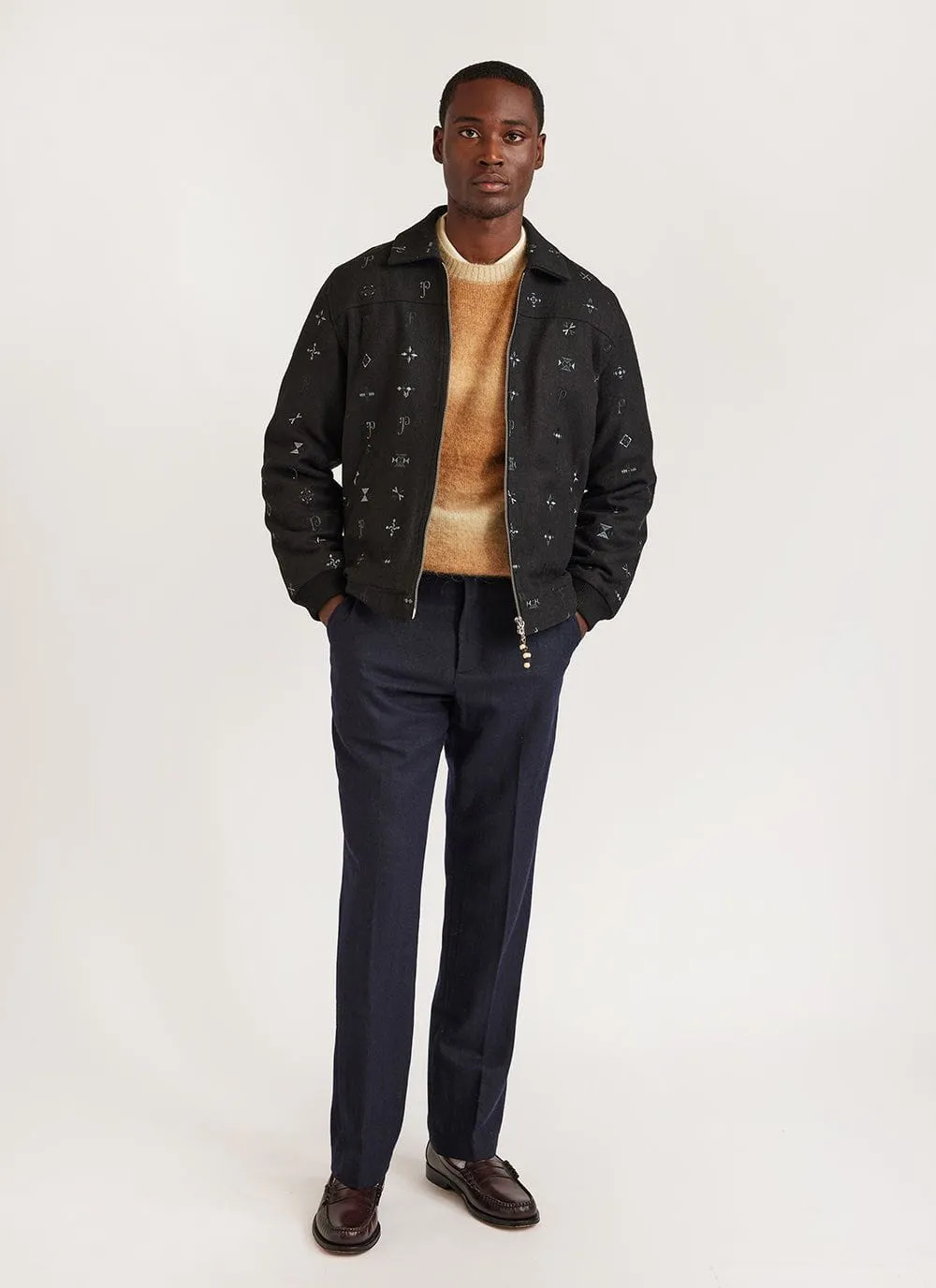 Drop Cap Jacket | Embroidered Wool | Black sold by Percival product image thumbnail 2