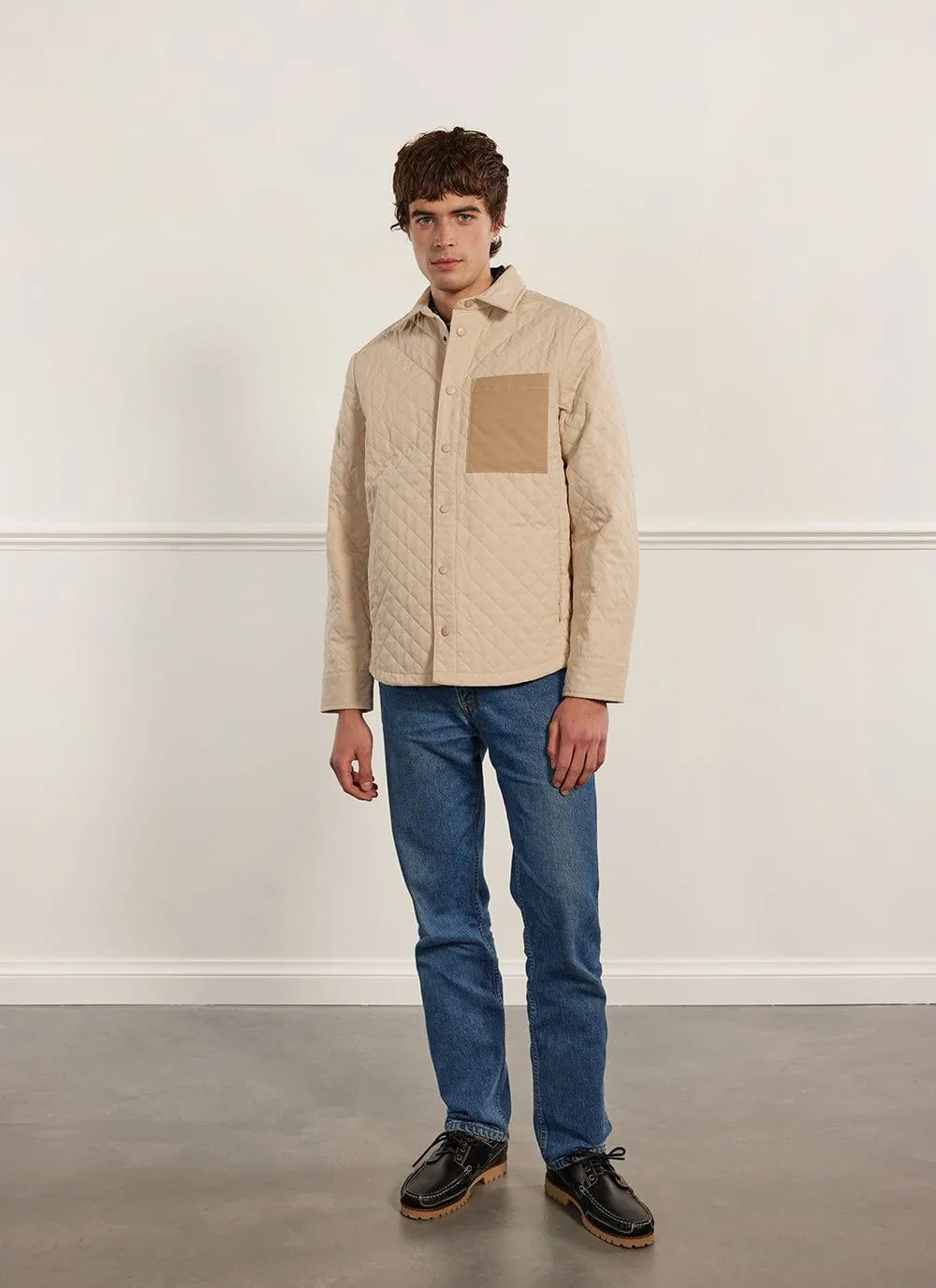 Auxiliary Quilted Shirt | Ecru sold by Percival product image thumbnail 3
