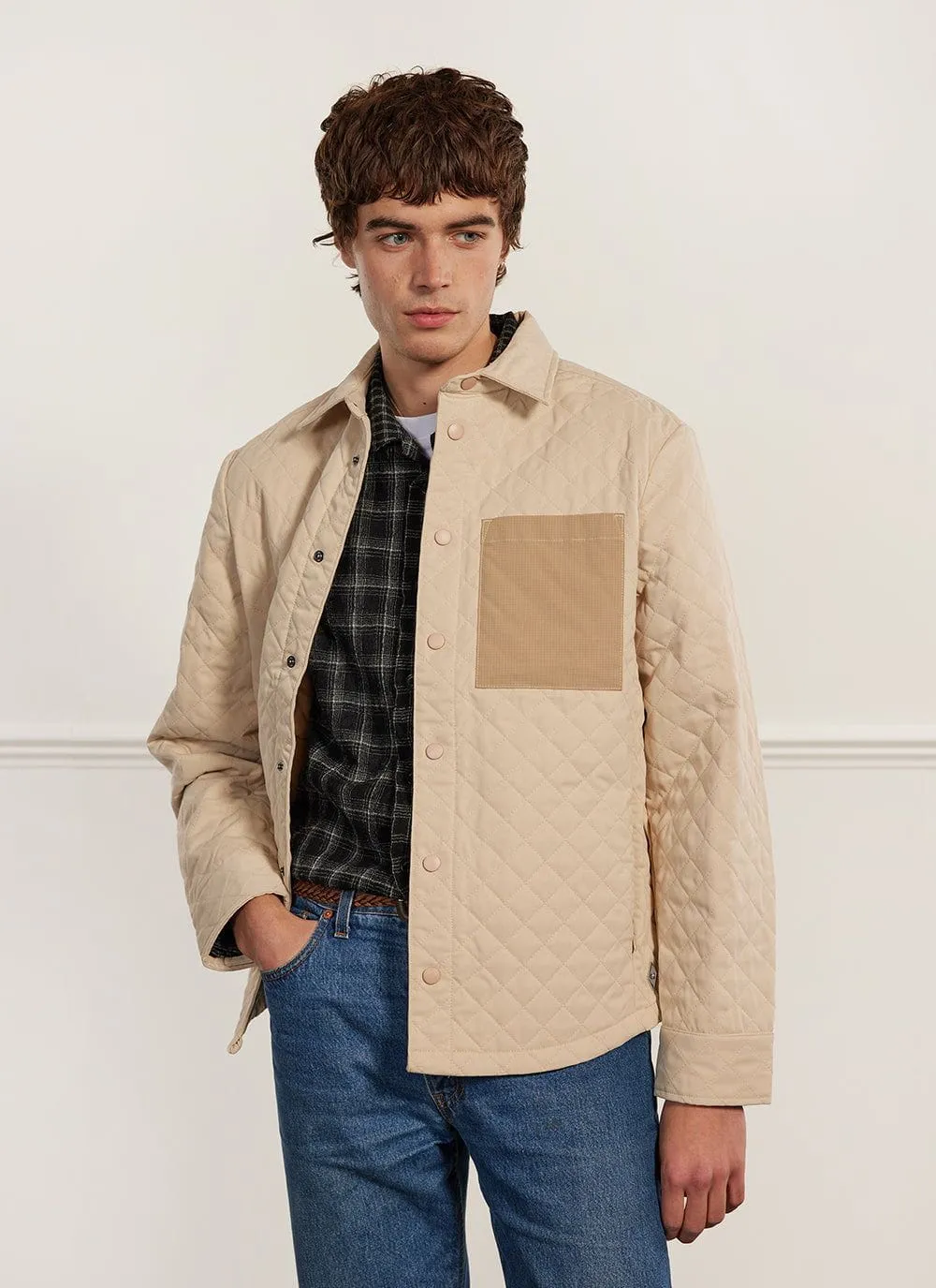 Auxiliary Quilted Shirt | Ecru sold by Percival