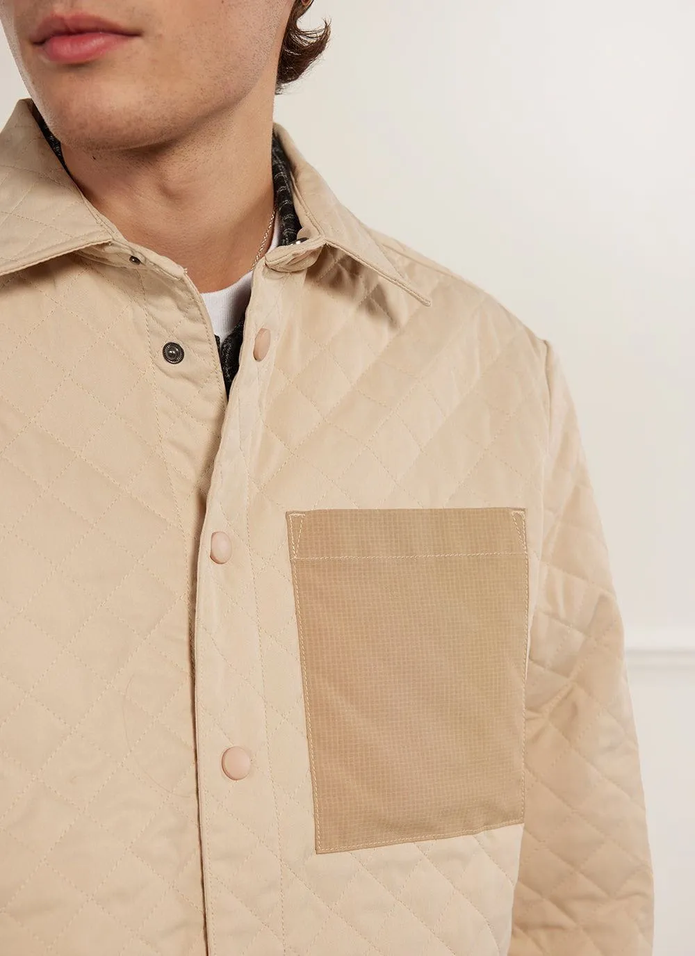 Auxiliary Quilted Shirt | Ecru sold by Percival product image thumbnail 4