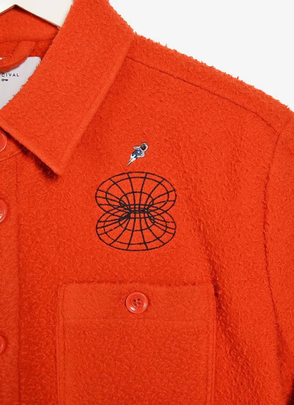 Mystic Hands Embroidered Blanket Overshirt | Casentino Wool | Orange sold by Percival product image thumbnail 3