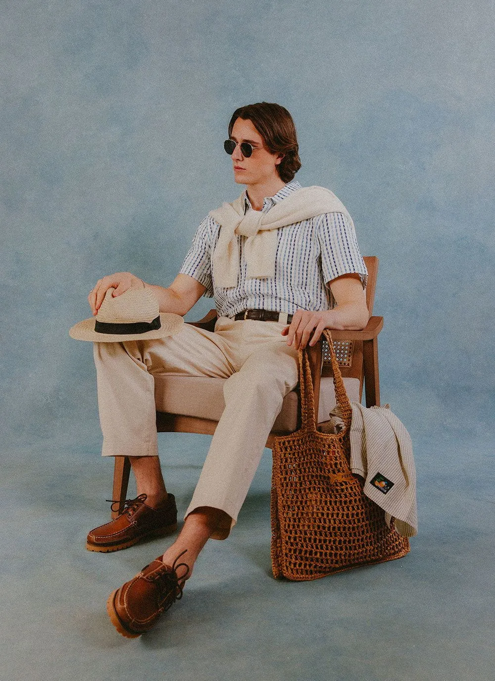 Boxy Clerk Shirt | Stripe Seersucker | Blue sold by Percival product image thumbnail 2