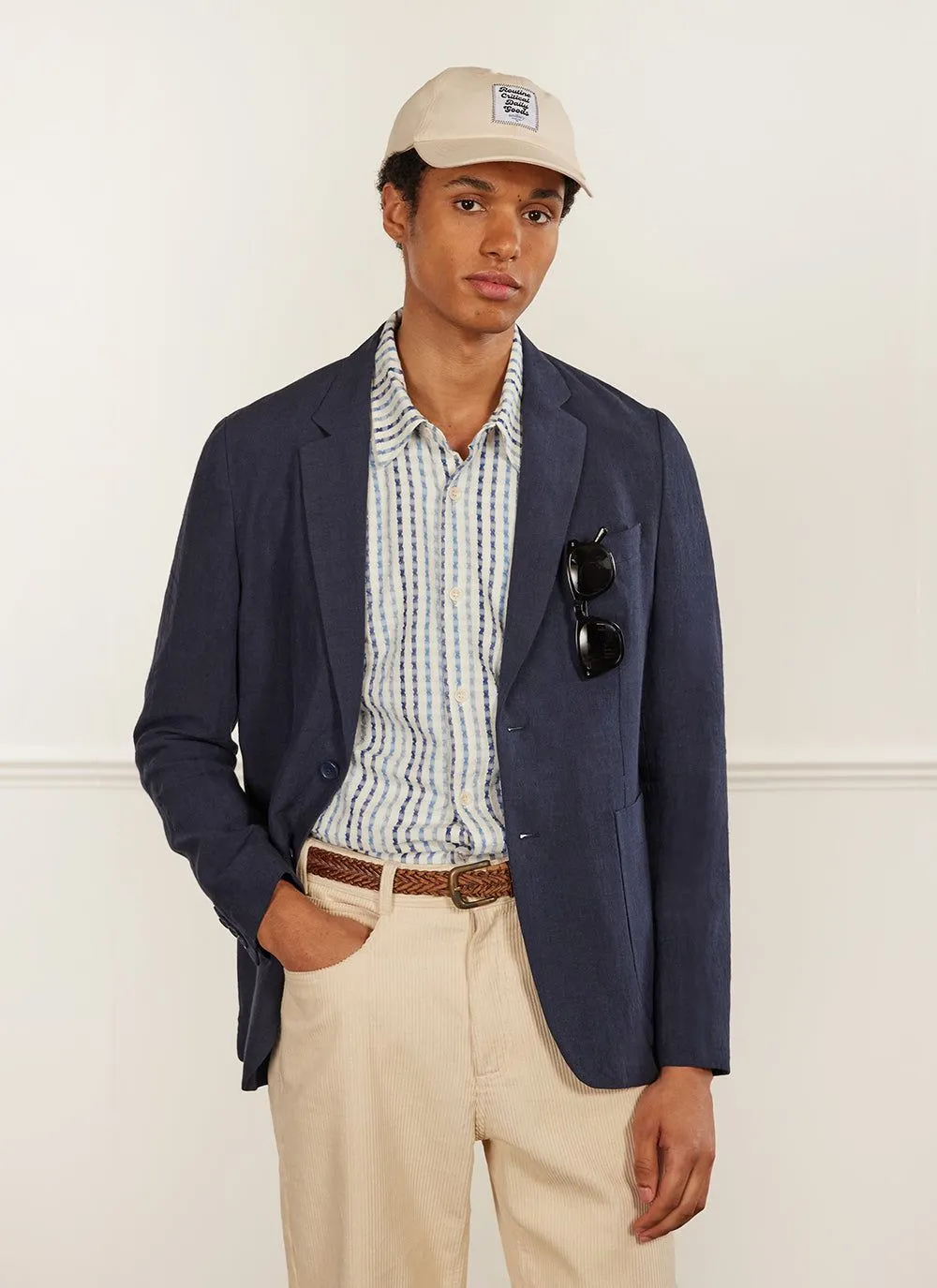 Boxy Clerk Shirt | Stripe Seersucker | Blue sold by Percival product image thumbnail 4