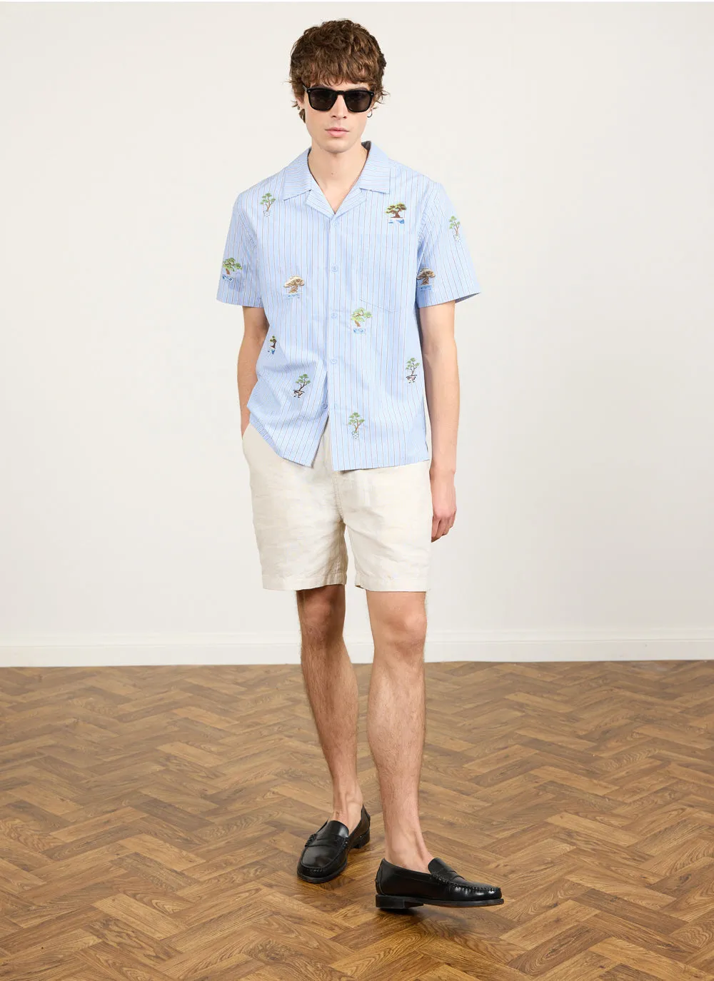 Bonsai Stripe Cuban Shirt | Cotton | Blue sold by Percival product image thumbnail 3