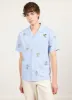 Bonsai Stripe Cuban Shirt | Cotton | Blue sold by Percival