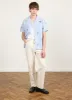 Bonsai Stripe Cuban Shirt | Cotton | Blue sold by Percival