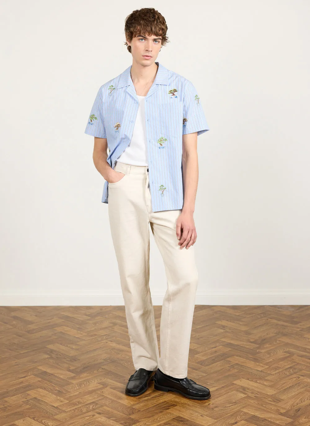 Bonsai Stripe Cuban Shirt | Cotton | Blue sold by Percival product image thumbnail 2