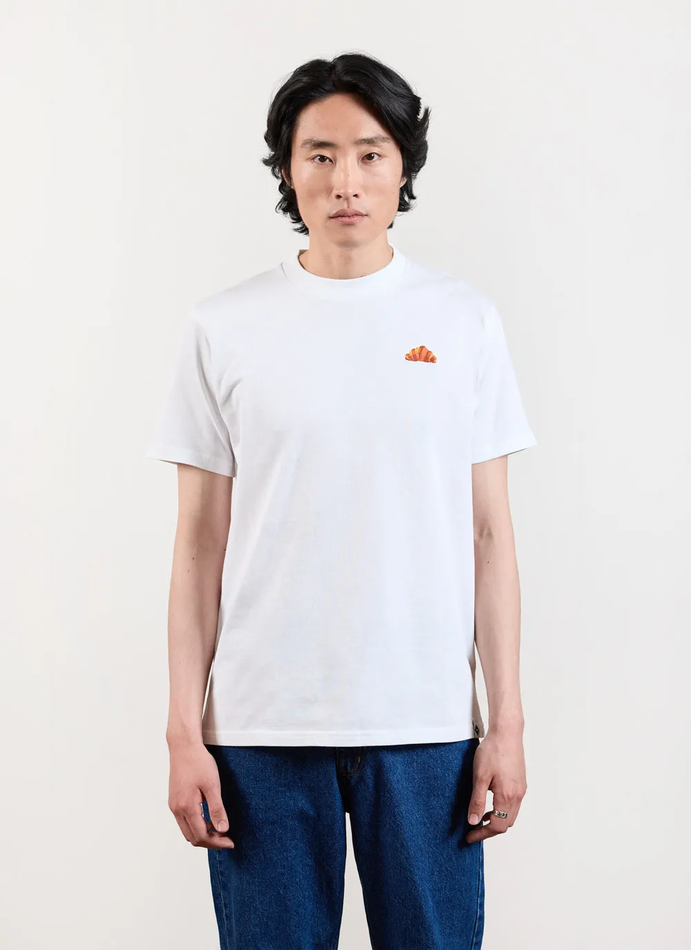 Croissant T Shirt | Embroidered Organic Cotton | White sold by Percival product image thumbnail 2