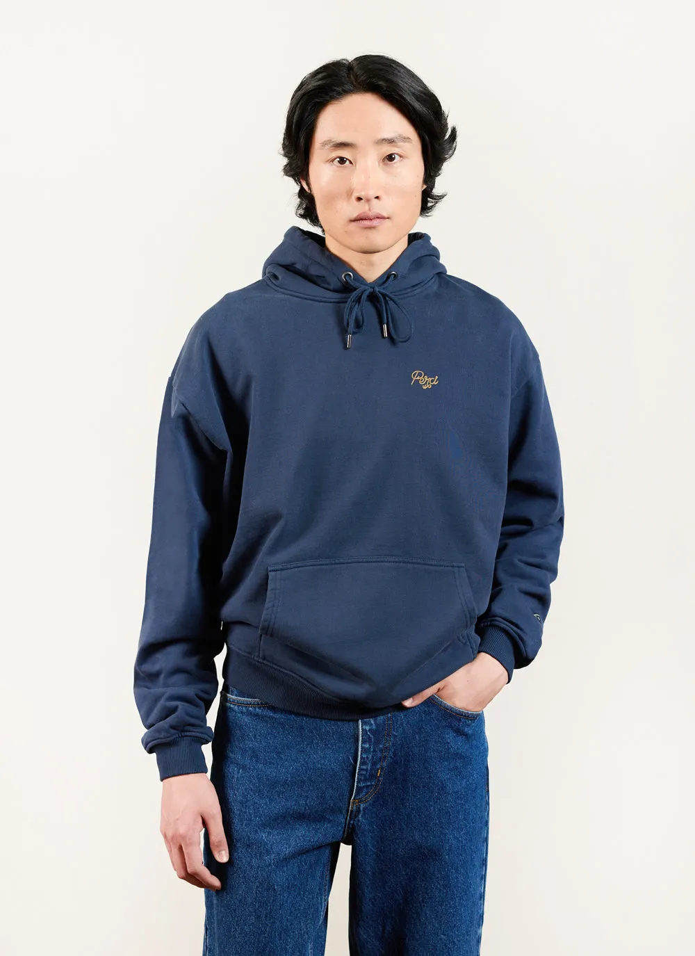 Hoodie | Cotton | Navy sold by Percival