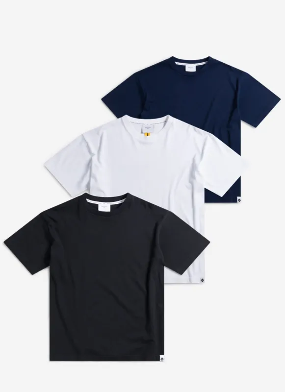 3 Pack Oversized T Shirts | Organic Cotton | White / Black / Navy sold by Percival
