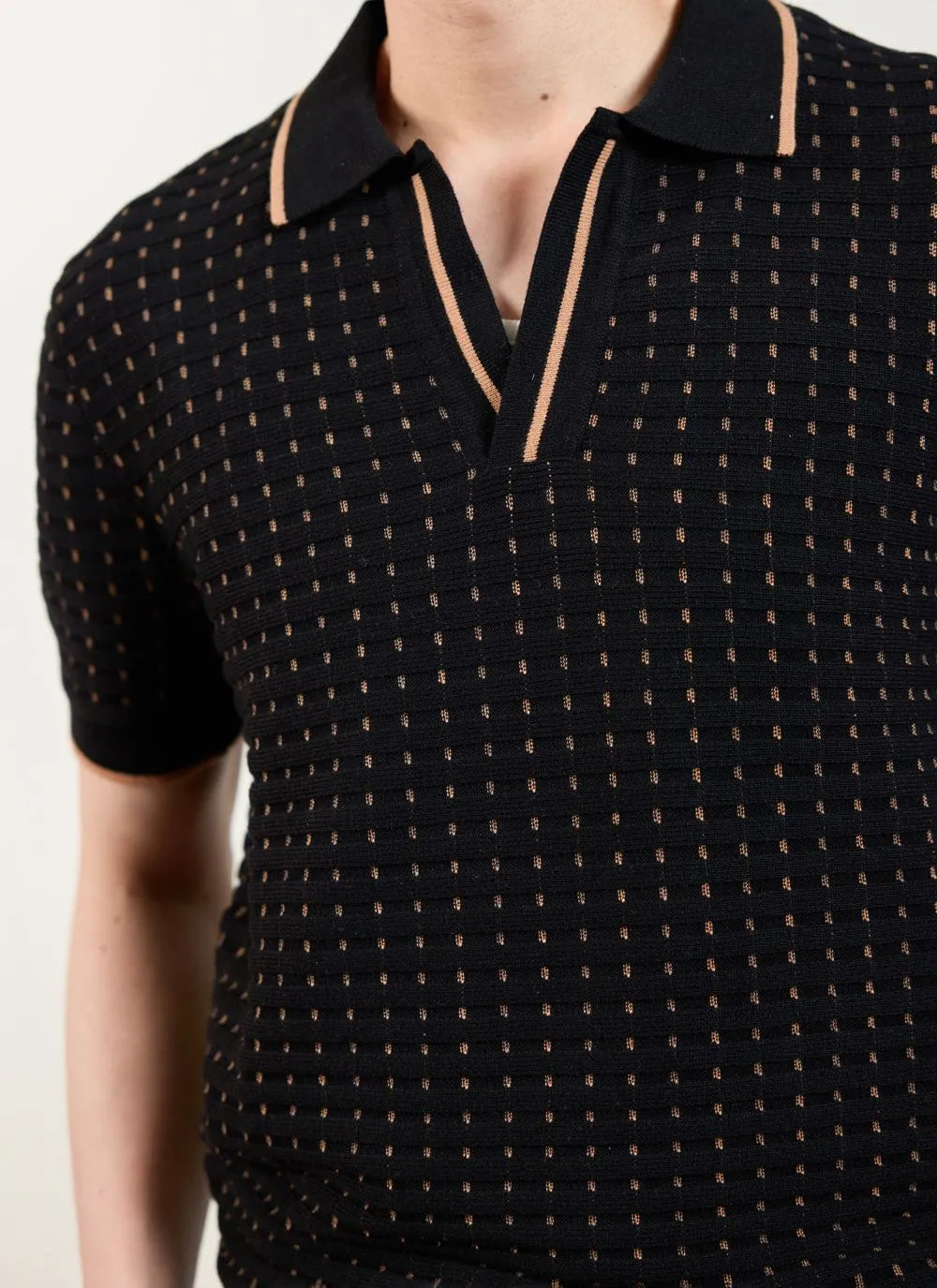 Broken Stripe Knitted Polo | Percival x Ilaria | Black sold by Percival product image thumbnail 5